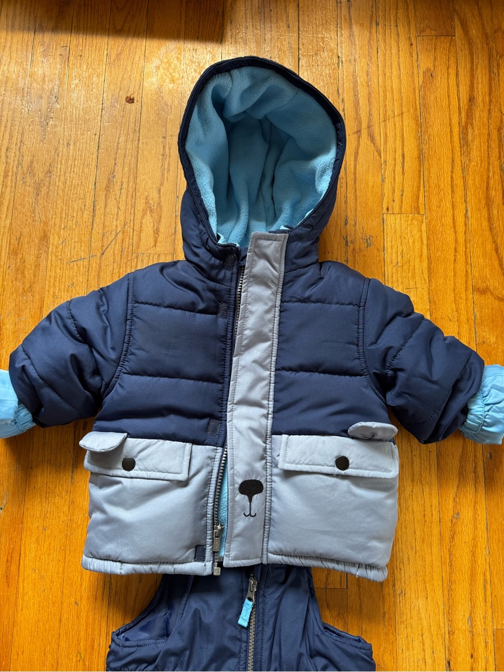 Carter's Navy and Light Blue Hooded Puffer Jacket and snow pants